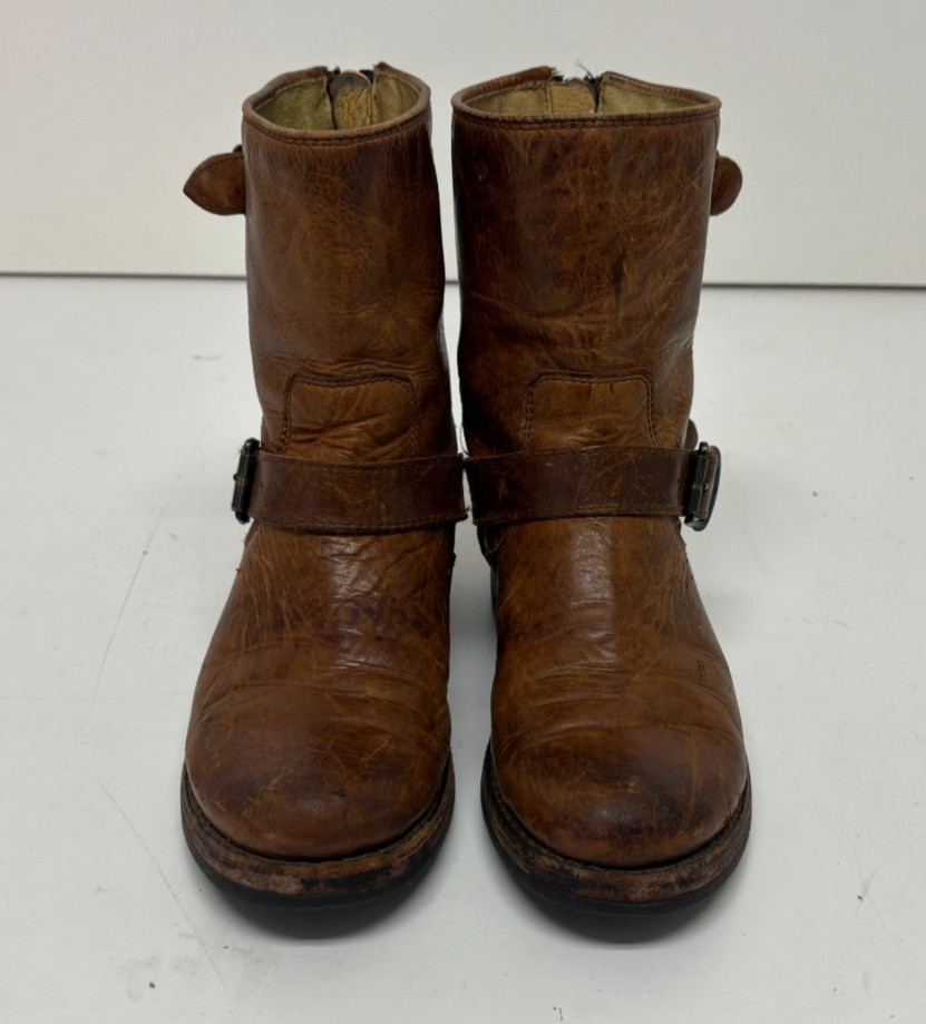 Frye Veronica Bootie Cognac Leather Rear Zip Women’s Boots US 6 B GREAT