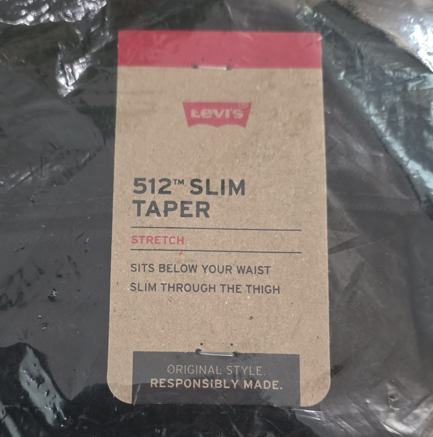 Levi’s 512 Men’s Slim Taper Stretch Jeans Black Dark Wash Denim 5-Pocket