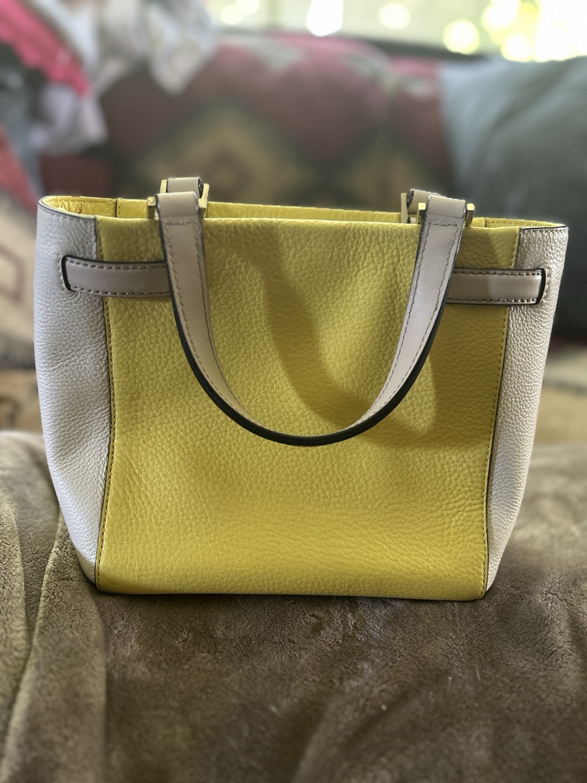 Kate Spade Yellow/Beige Leather Handbag