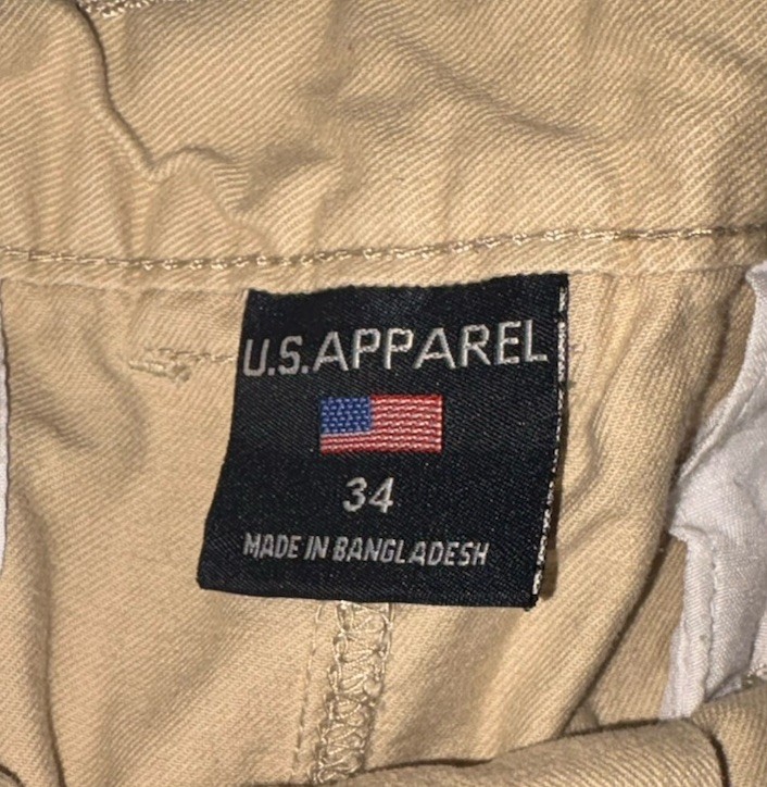 Men’s U.S. Apparel Khaki Cargo Shorts Size34