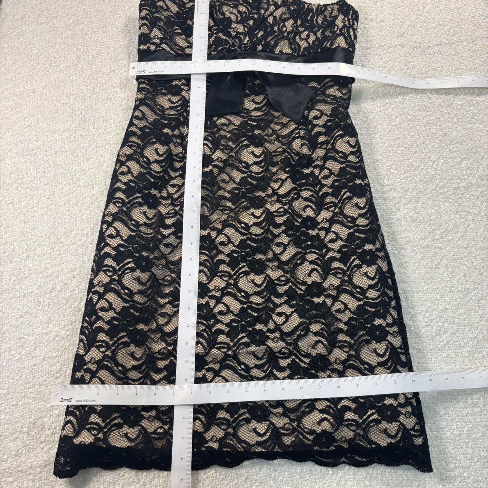 white house black market lace bow black beige dress y2k coquette chic goth 00s
