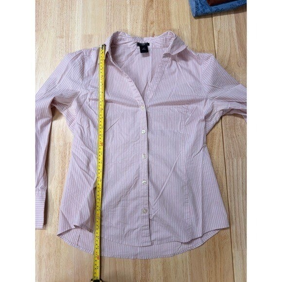 Ann Taylor Office Siren Pinstripe Button Down Blouse Coastal Grandmother Y2K 8P