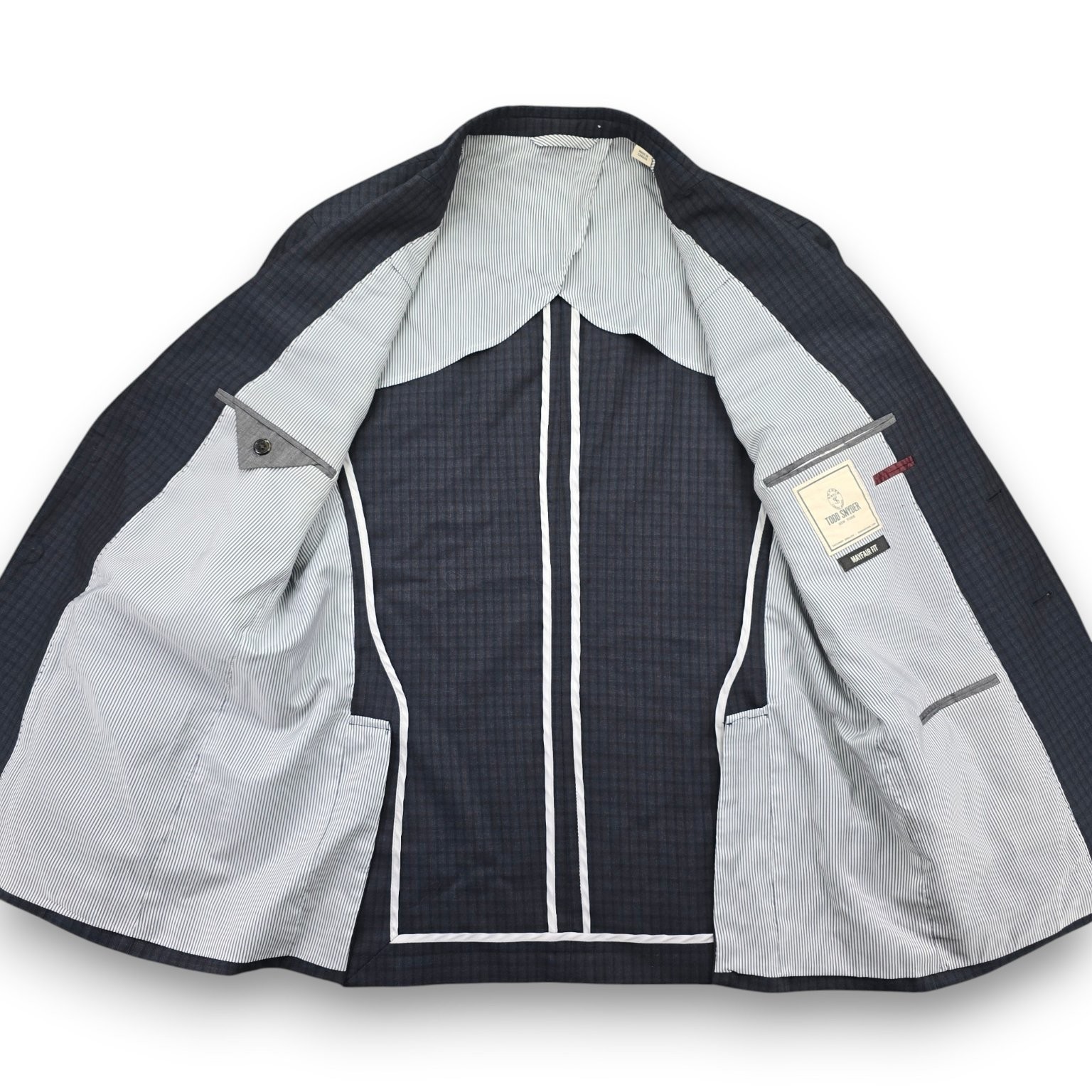Todd Snyder Mayfair Fit Sport Jacket 42R Charcoal Blue Plaid Wool Partial Lined