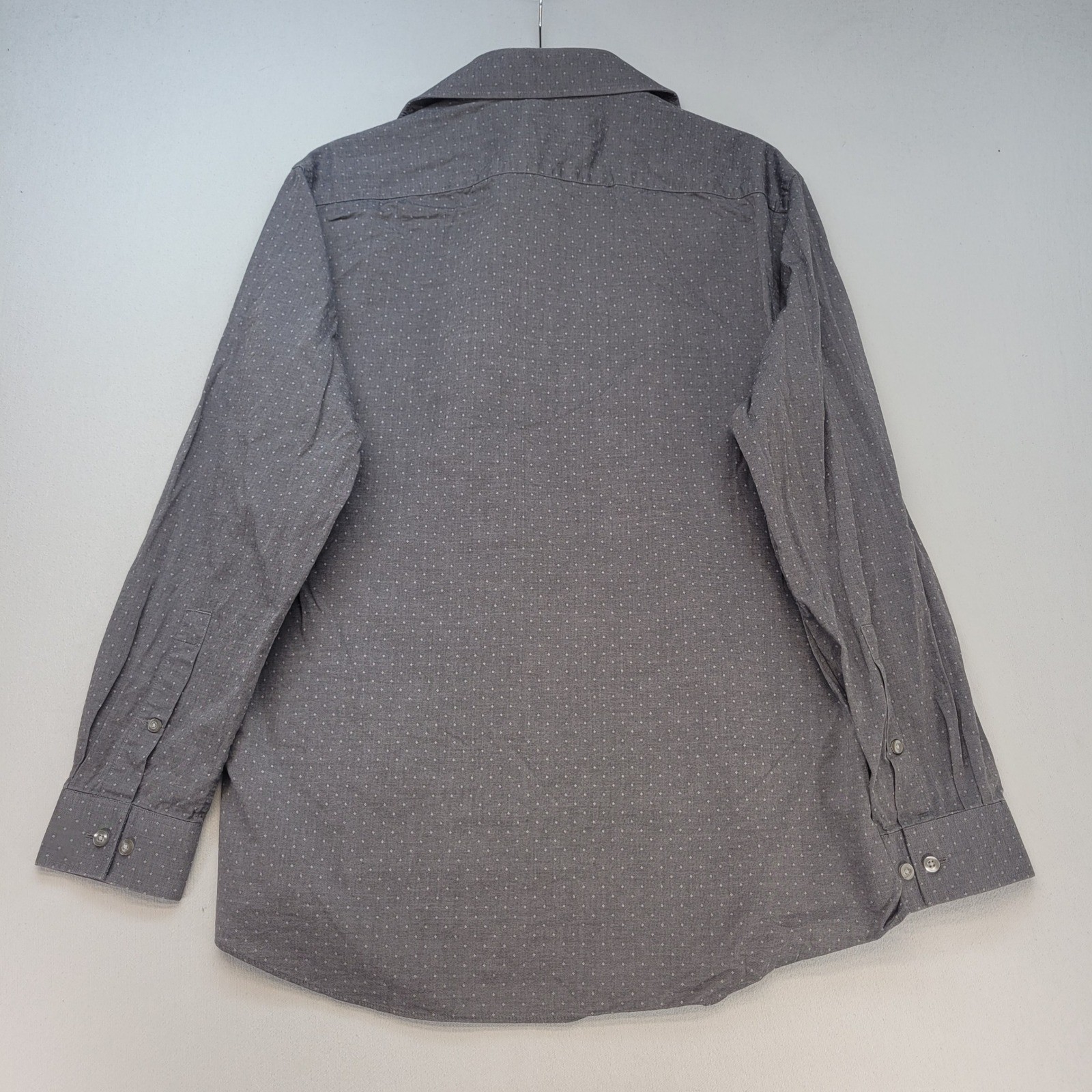 Michael Kors Button Down Shirt Mens L 16.5/32-33 Gray Slim Fit Diamond Print