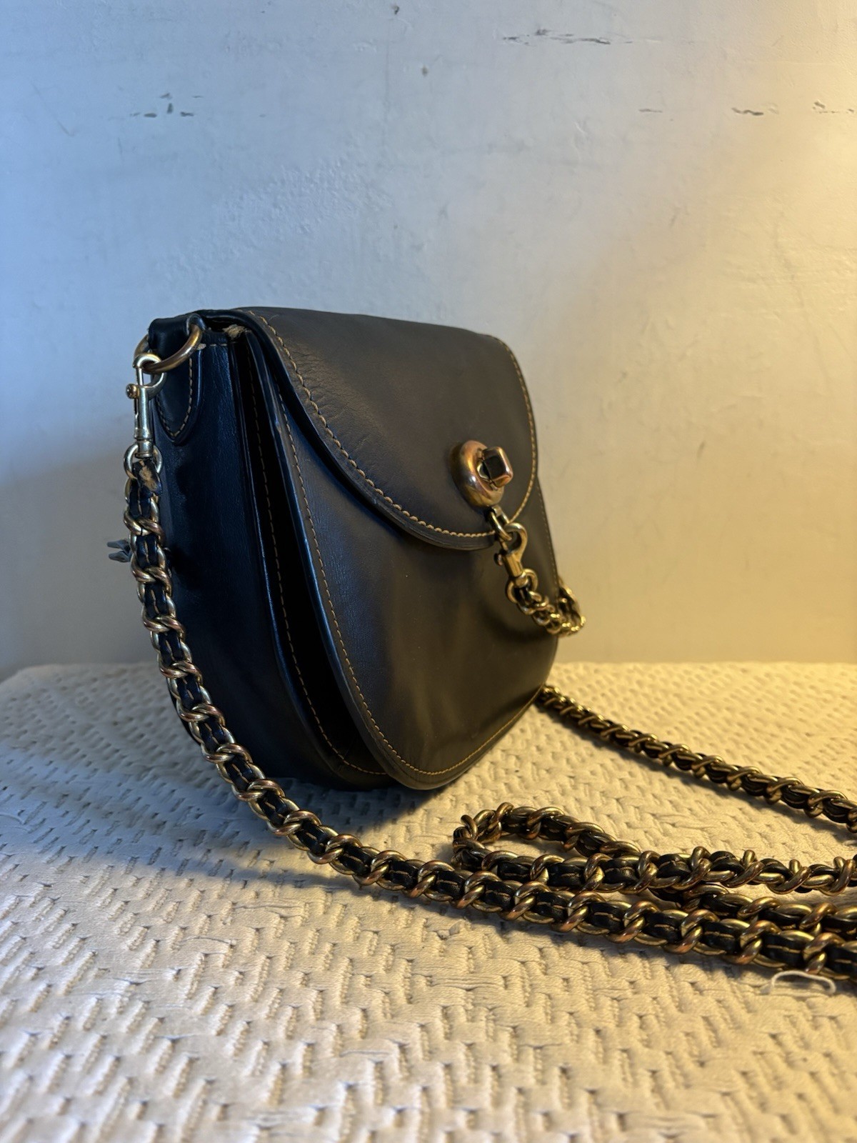 Coach 1941 Iconic Turn Lock Saddle Crossbody Chain & Leather Braided Strap 59241