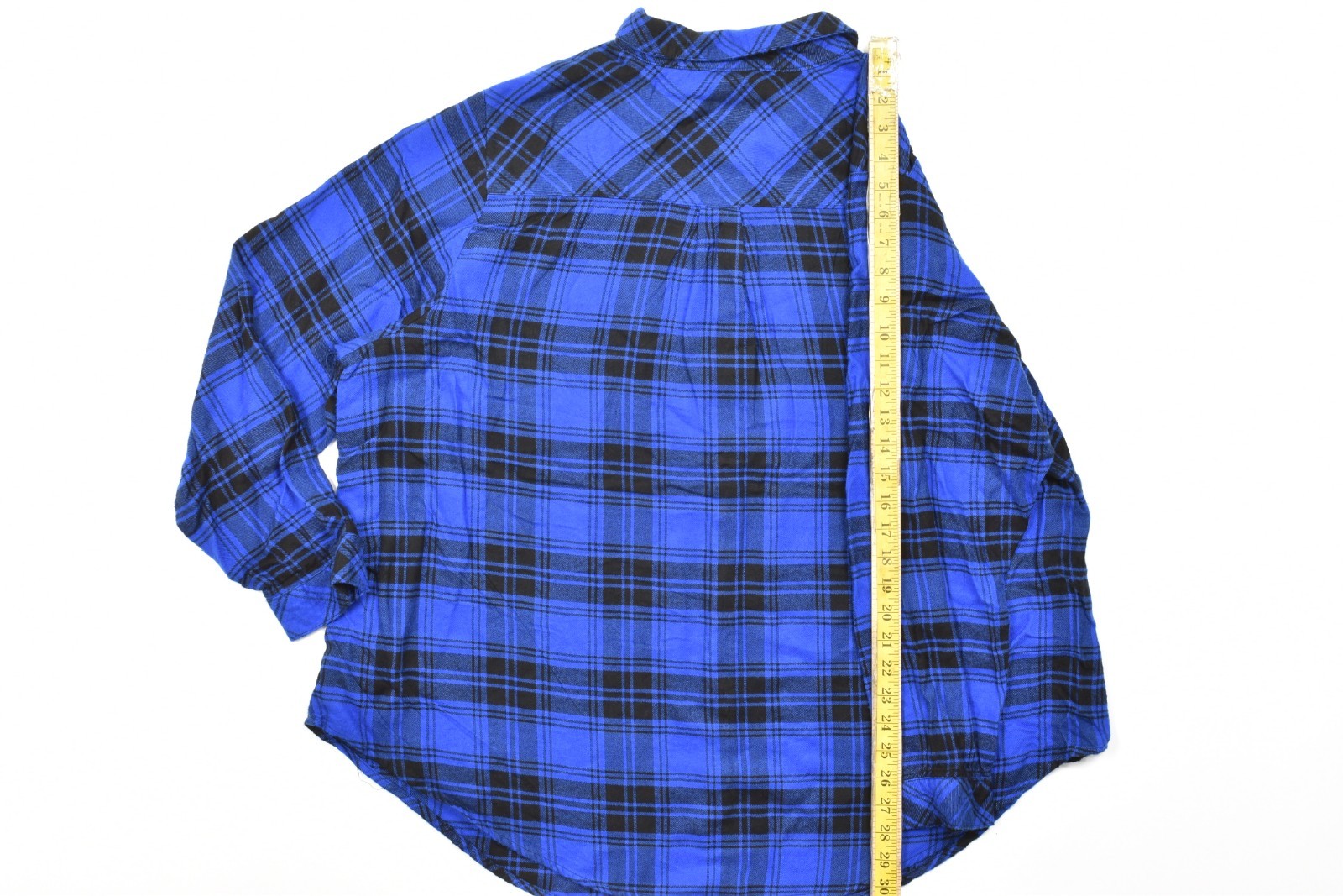 Torrid Plus Size 3 Blue Plaid Flannel Button Up Shirt Cage Strappy Shoulder