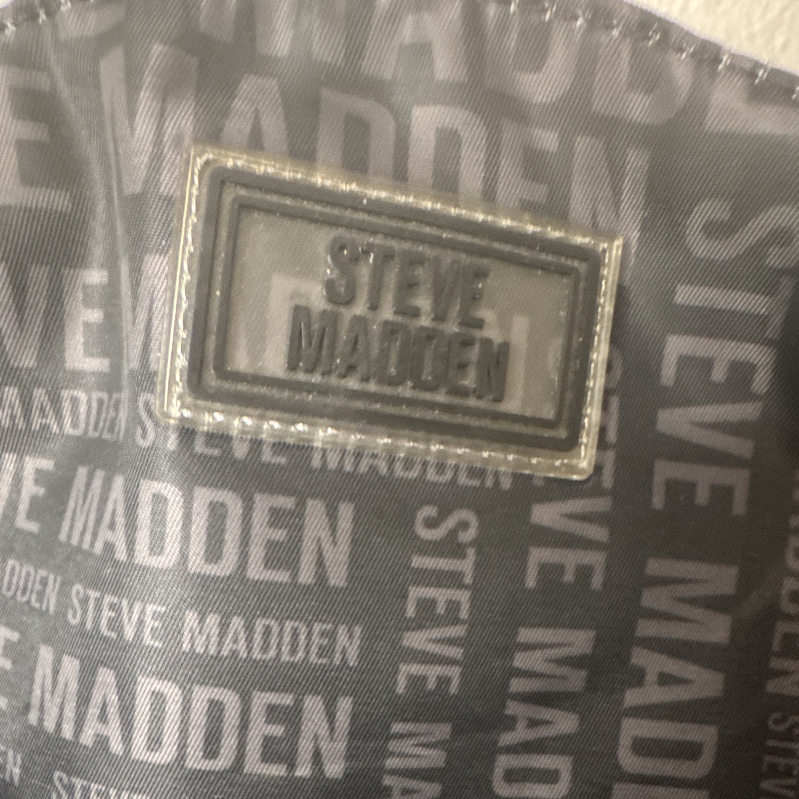 Steve Madden Black/Gray Logo Backpack Floral Pocket Gold Hardware Zip Pockets