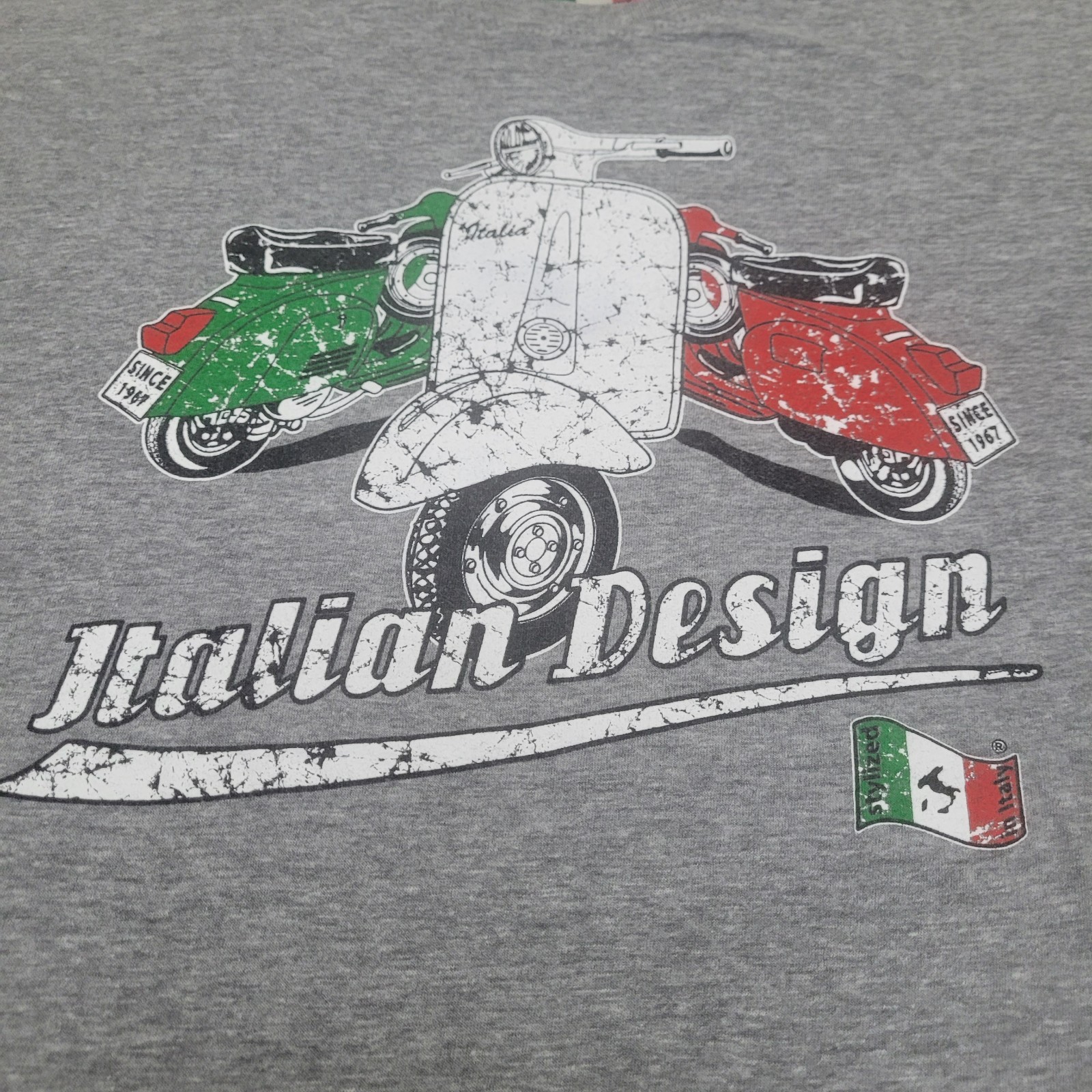 Italian Design Medium Vespa Scooter T-Shirt Zesus Firenze Stylized In Italy