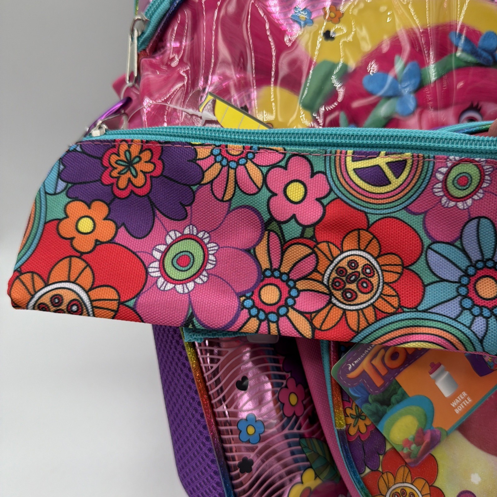 Trolls 5-Pc Backpack Set with Water Bottle, Lunch Bag, Pencil Case, Carabiner