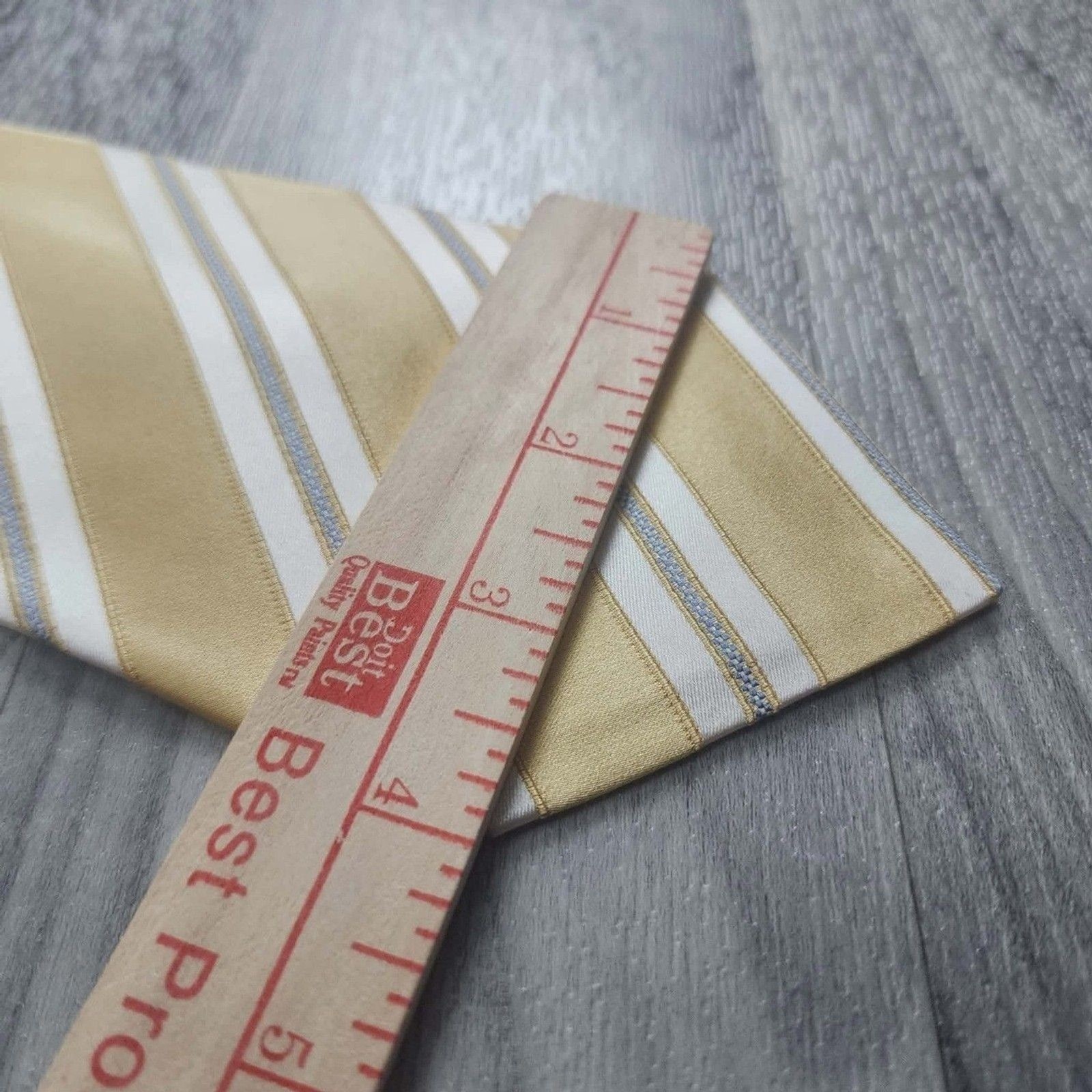 Kiton Napoli Men Gold White Blue Striped 100% Silk Necktie Made in Italy