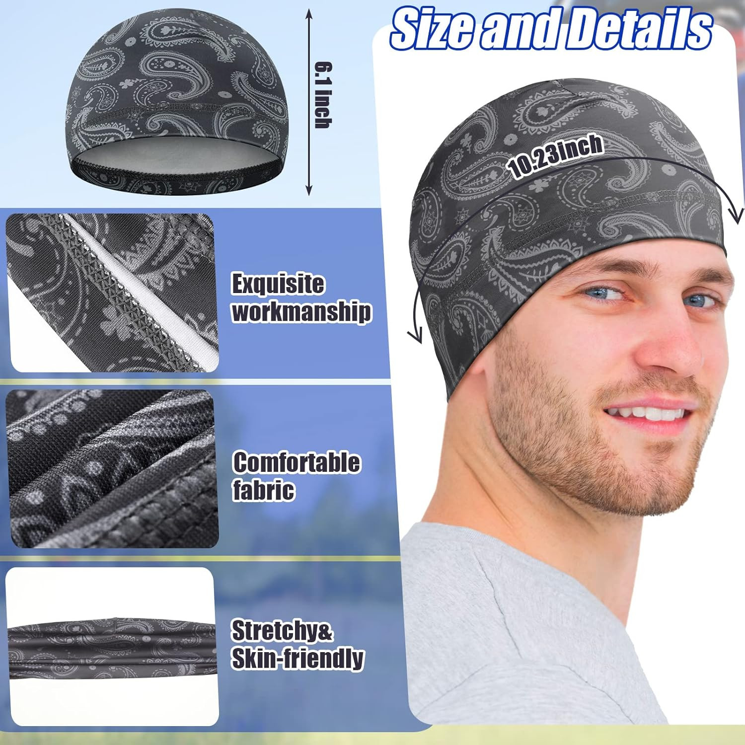 10 Pcs Men Skull Caps Cooling Welding Hard Helmet Liner Cycling Skull Caps Wicki