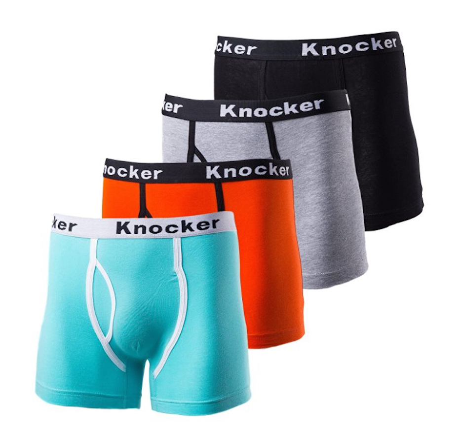 Knocker Men’s Pack of 4 Stretch Cotton Color Cotton Spandex Boxer Briefs BBC4500
