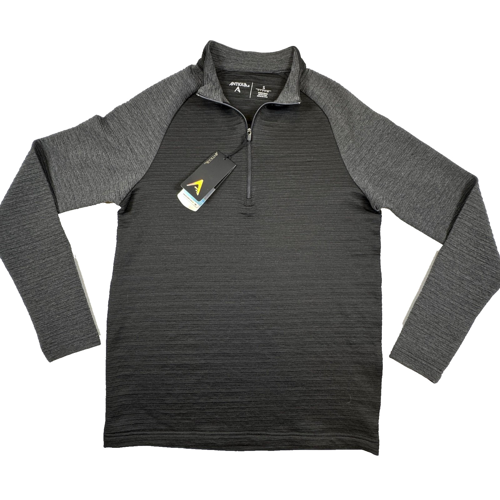 Antigua Lagoon Quarter Zip Pullover NWT Mens Small Black Gray Performance