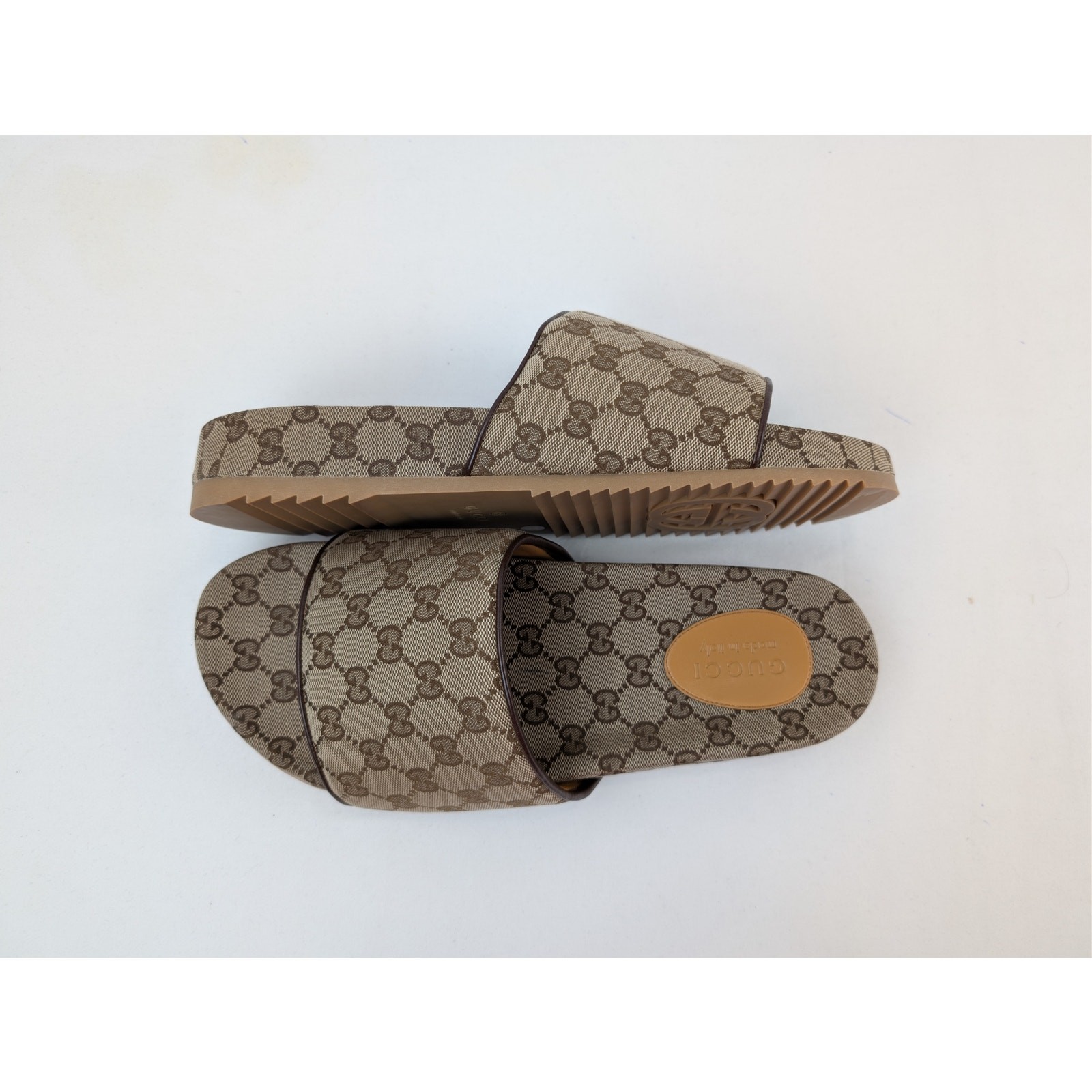 Gucci Sideline GG Canvas Slide Sandals Beige Ebony BNWB 13 Gucci – 13.5 US