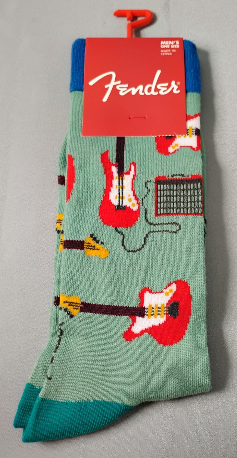 FENDER Guitar SOCKS Men’s US SIZE 7-12 BRAND NEW Novelty Socks Gift FREE SHIP!