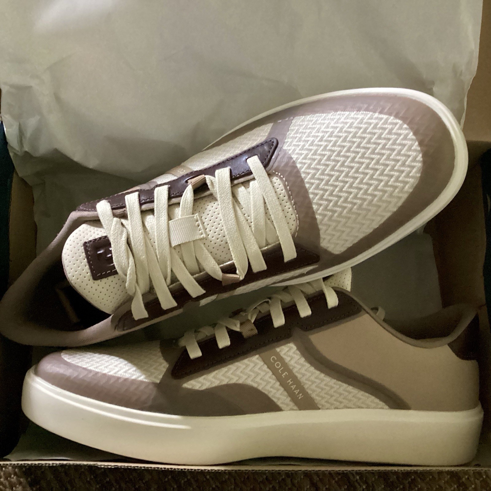 NEW Mens $160 COLE HAAN Grand Crosscourt Winner Sneakers Madeira Latte Ivory 13