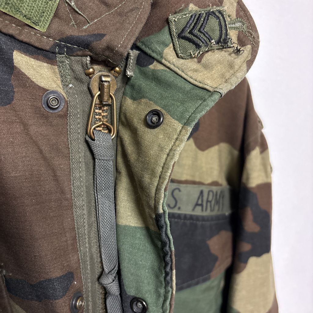 【US ARMY】 84年納入 米軍 実物 M-65 ウッドランドカモ フィールドジャケット S-3668