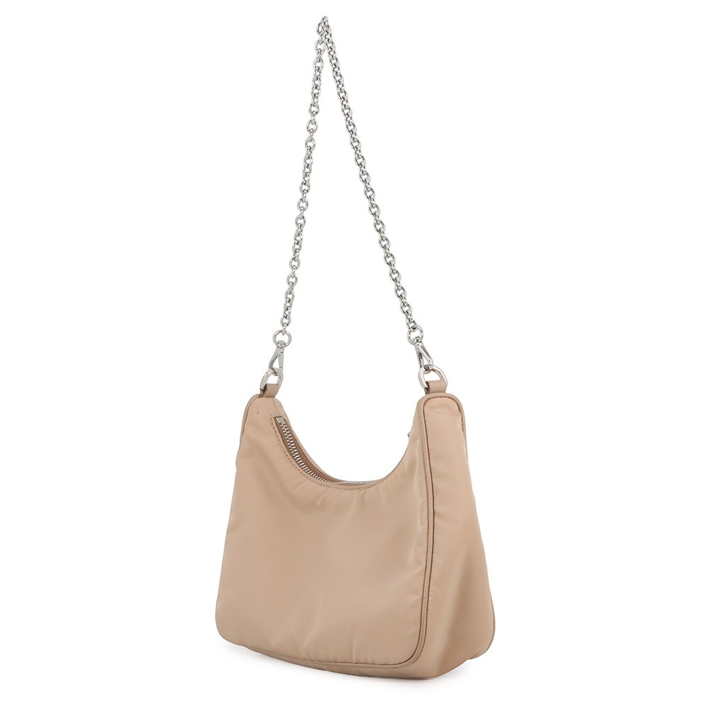 PRADA Re-Edition2005 ChainShoulder Bag Nylon Beige 1BH204