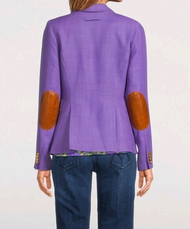 SMYTHE Duchess Linen Patch Pocket Blazer in Violet Like New Size US 4
