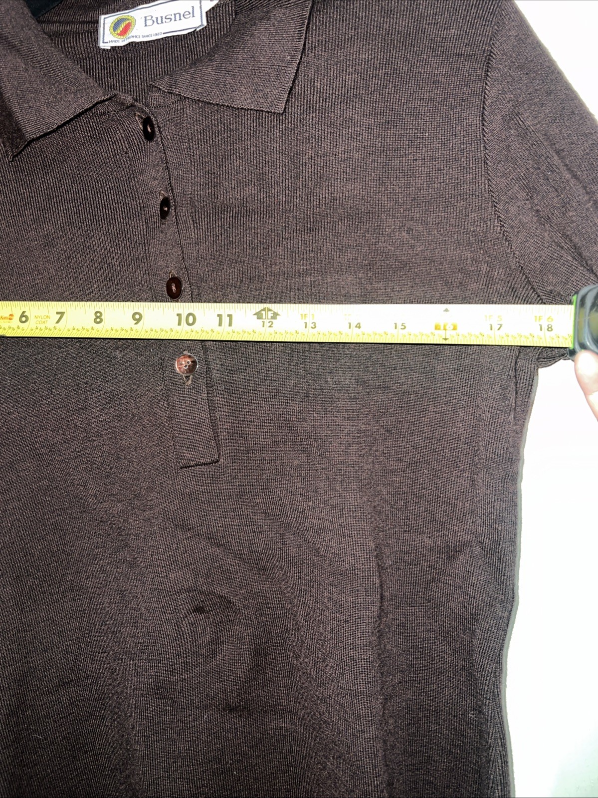 Busnel dark brown 1/4 Buttoned sweater Made in France Size 40 UK 12