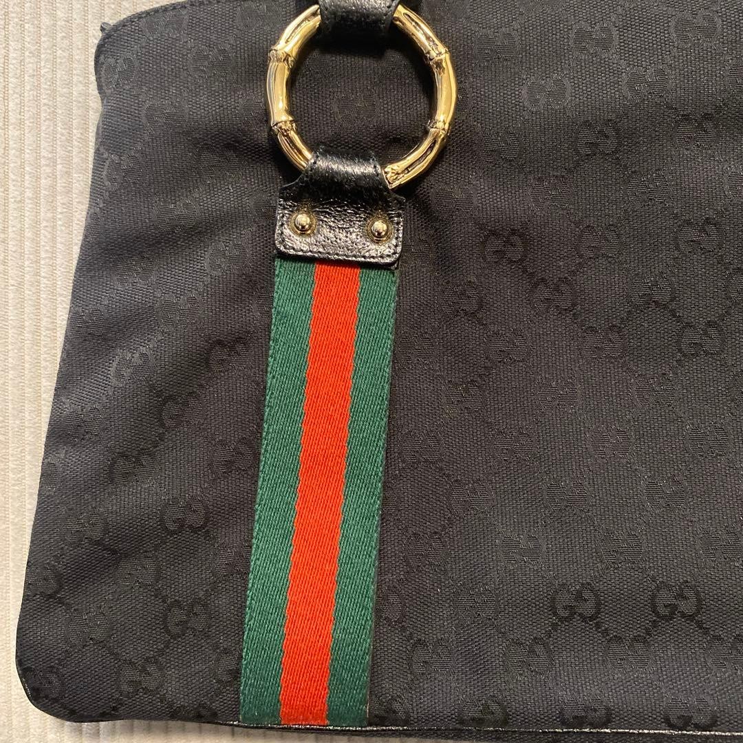 GUCCI GG Canvas Bamboo Ring Tote Bag Gift Present 0609