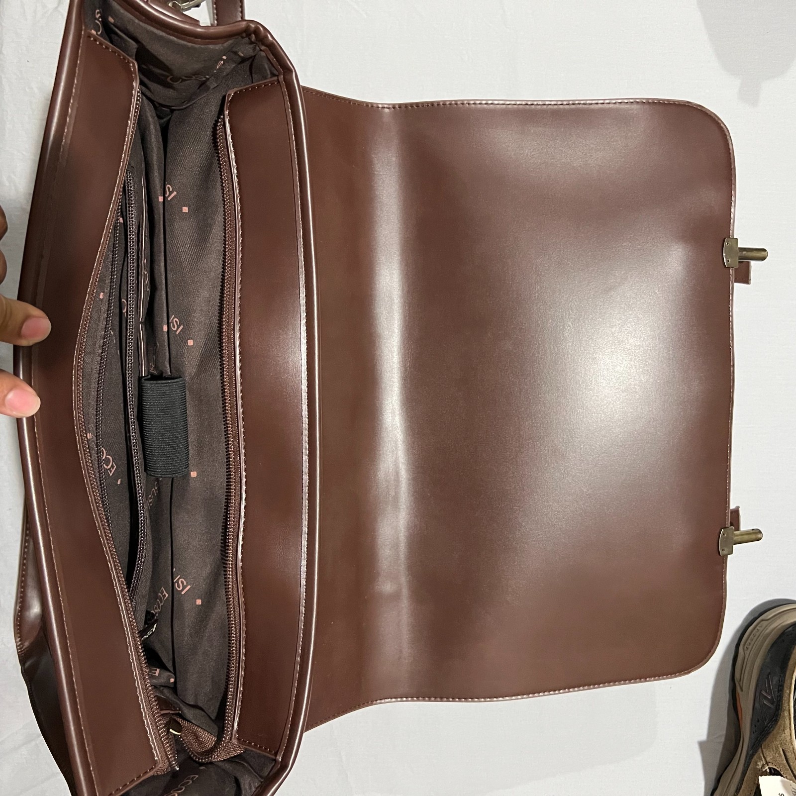 Ecosusi Womens Brown Bow Briefcase Vegan Leather Laptop Shoulder X Body Bag