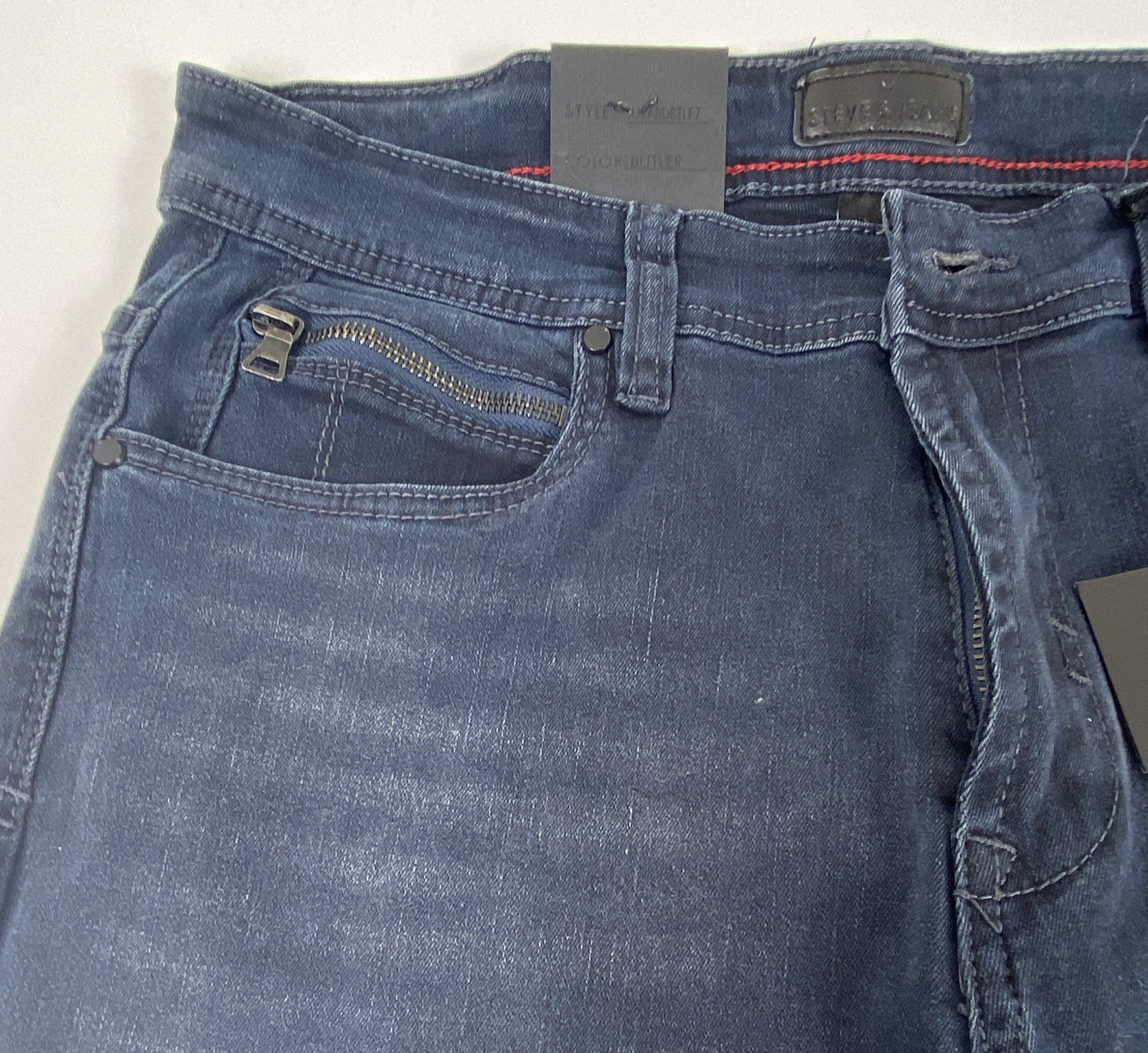 Steve’s Jean Men’s Slim Fit Dark Wash Blue Denim Stretch Mid Rise 5-Pocket 32*32
