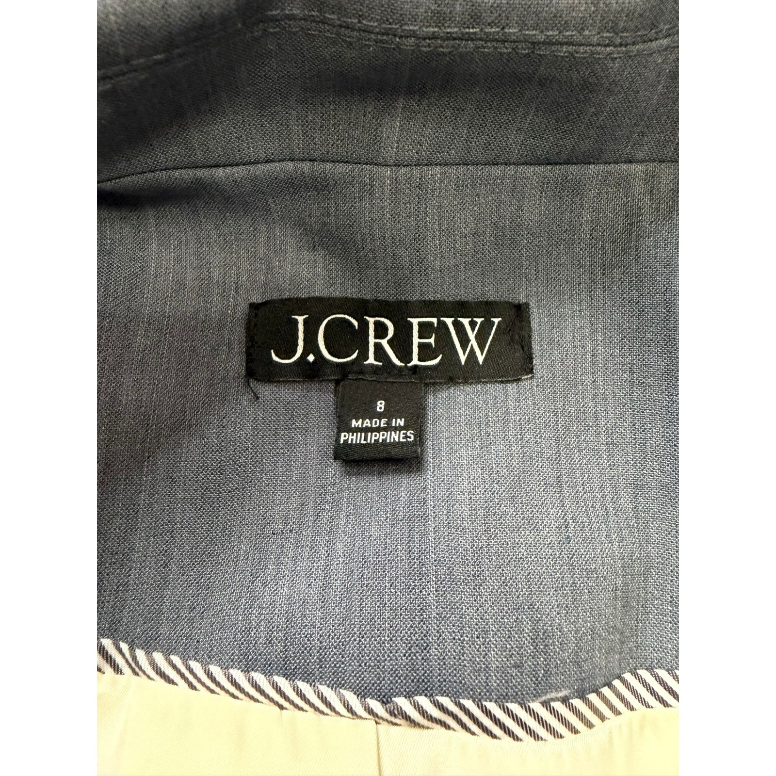 JCrew Mario Bellucci Italian Wool Blend Blazer Jacket Blue Grey Womens Size 8