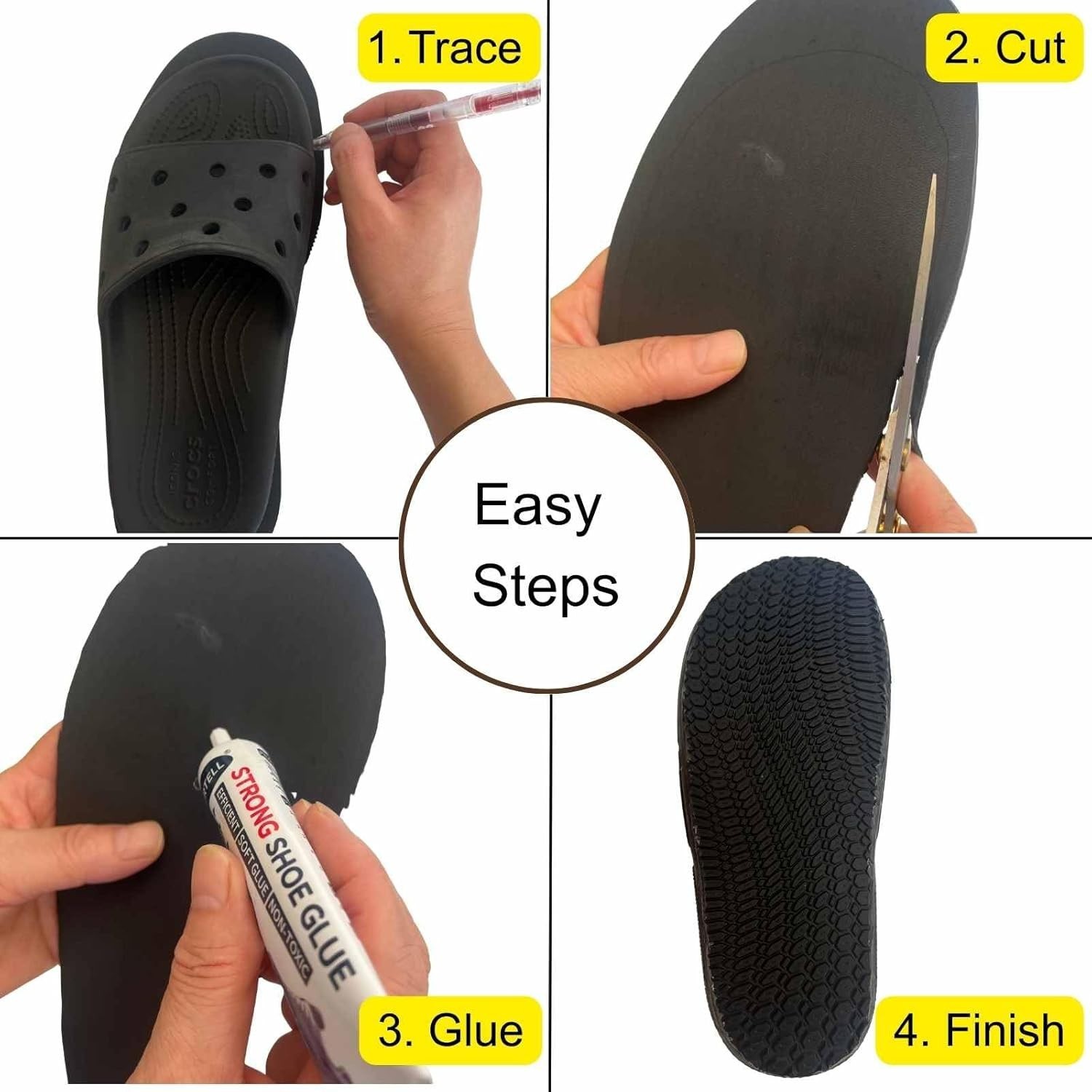 Shoe Sole Repair Rubber Anti-Slip Soles, Boot Sole Replacement 4mm Thick, Cut…