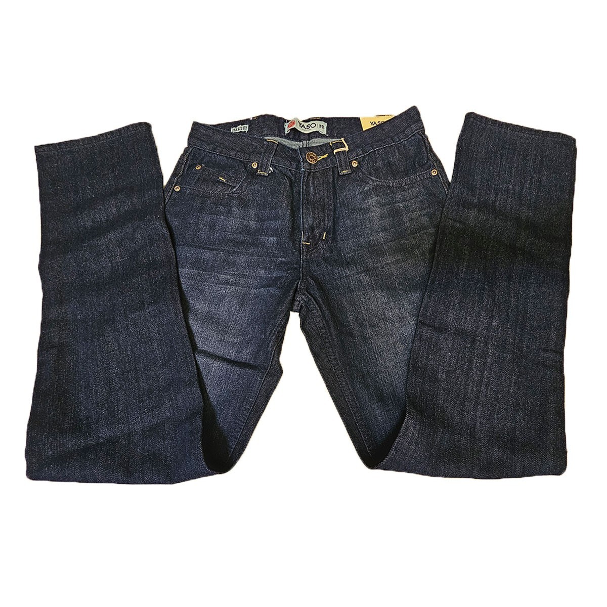 Yaso Men’s Dark Blue Classic Straight Leg Denim Jeans 30 32 34 36 X L33