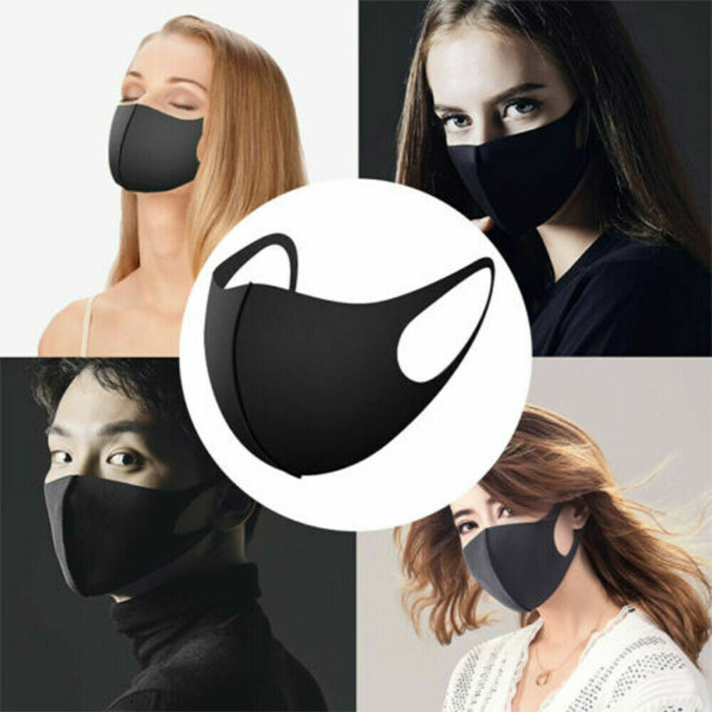 4PCS Light Comfortable Layer Black Cotton 3D Washable Face Mask / Reusable USA