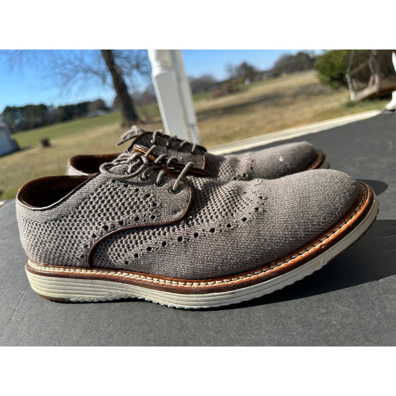 Johnston & Murphy McGuffey Knit Wingtip Oxford Grey Mens 9.5M 20-5368