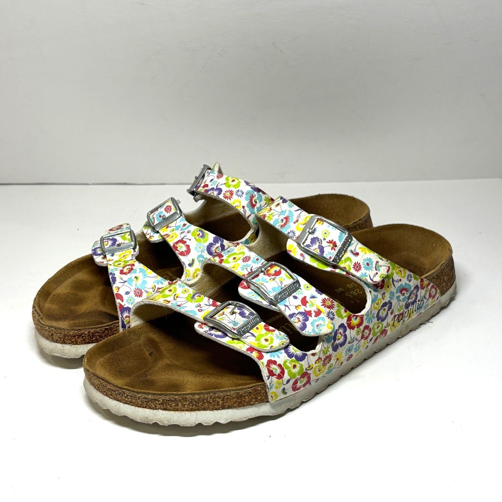 Papillio Birkenstock Florida Sandals Womens 41 L10 Floral Multi Color Buckle