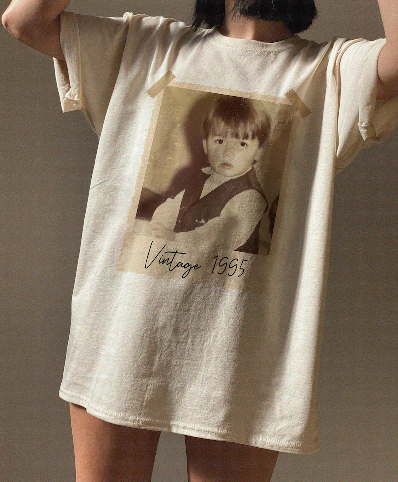 Custom Vintage Photo Year Comfort Tee Personalized Shirt Gift