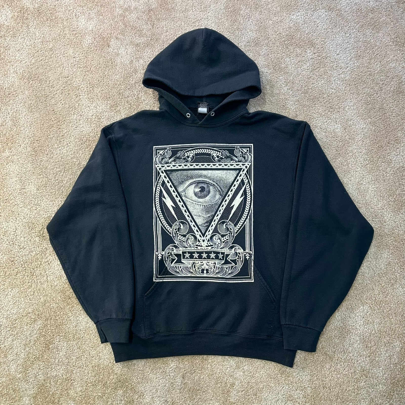 Tony Hawk Skateboard Seeing Eye of Providence Black Hoodie Men’s Large Y2K