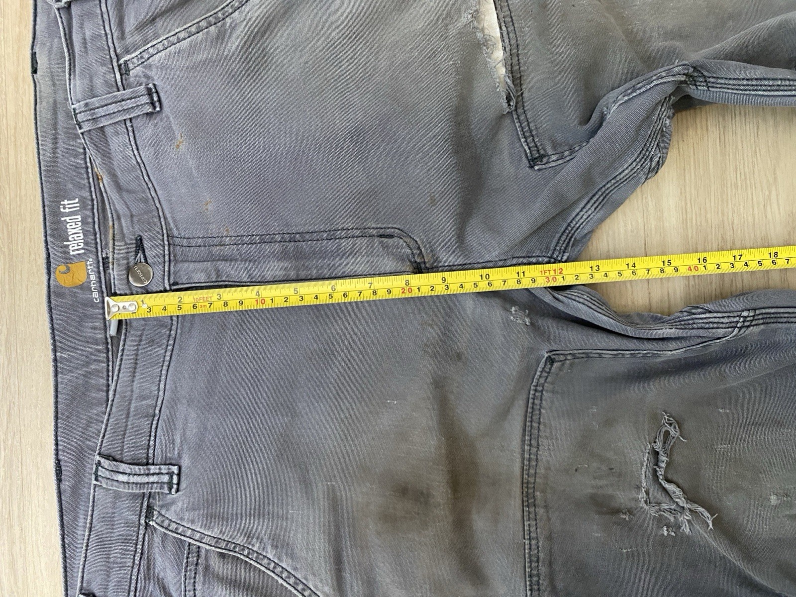Carhartt Relaxed Straight Pants Men 36×32 Gray Double Knee Distressed 102802-029