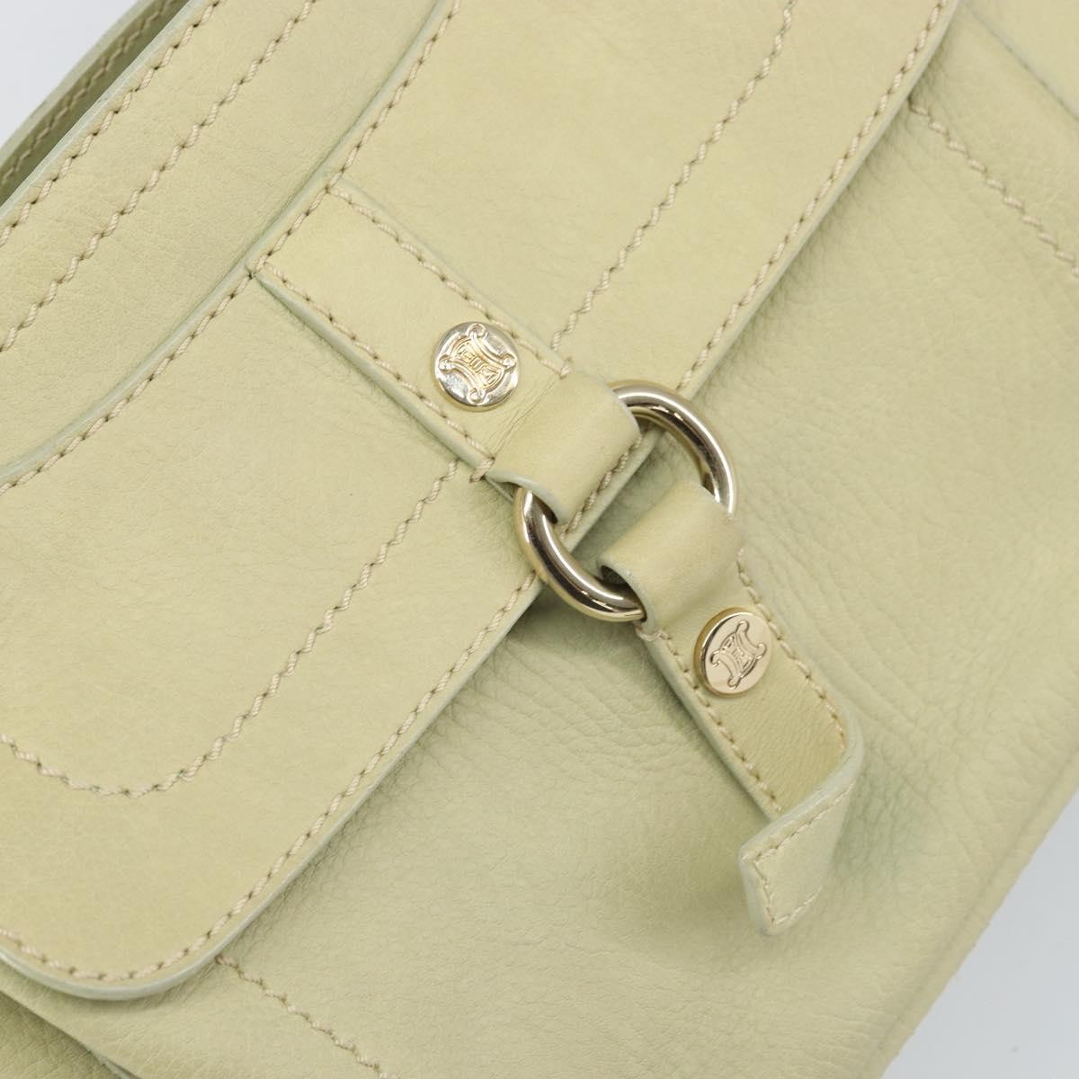 CELINE Boogie Hand Bag Leather Green Gold Auth BA9733