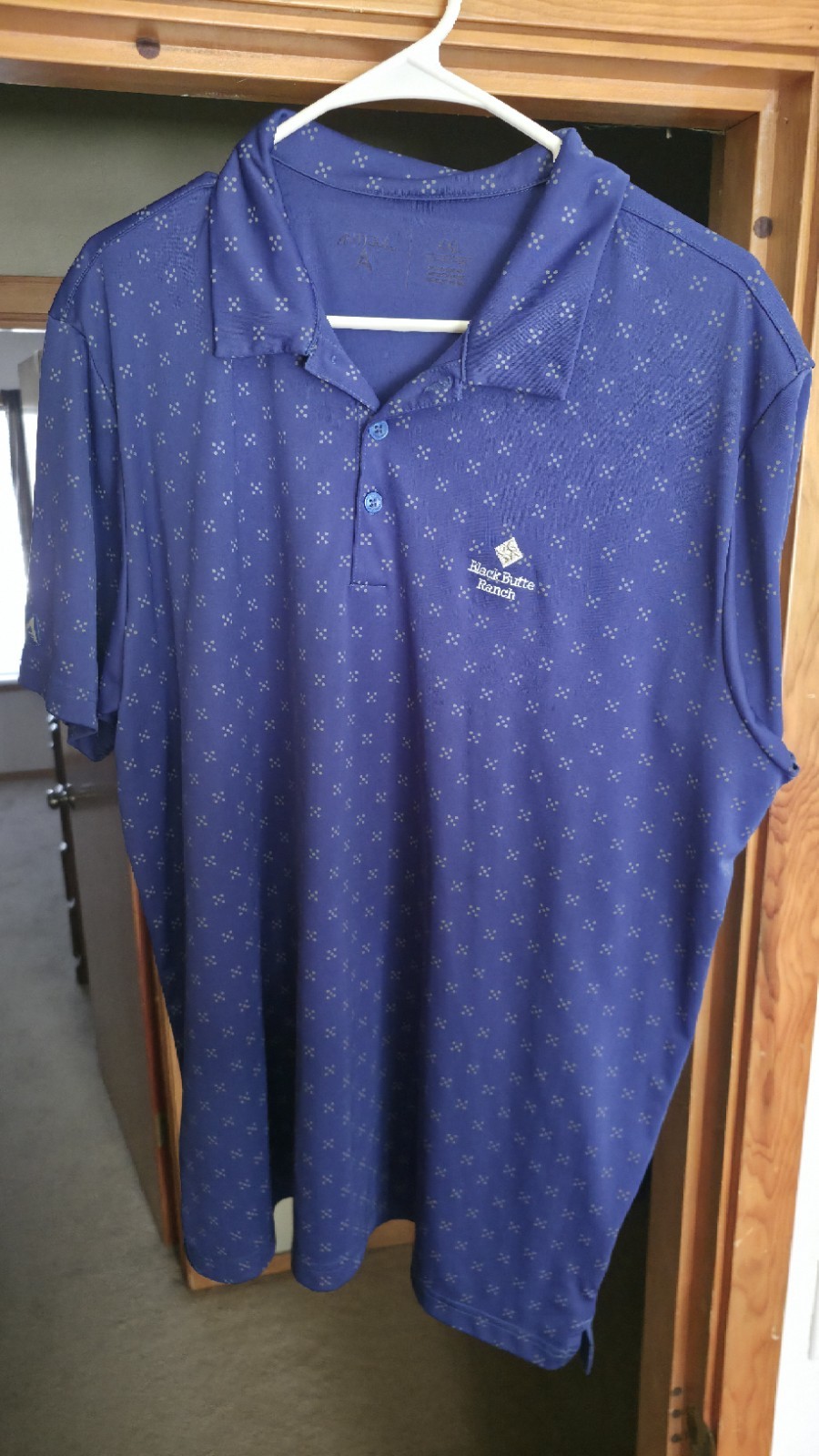 Mens Polo Antigua XXL Short Sleeve Golf Shirt Blue Black Butte Ranch Golf Club