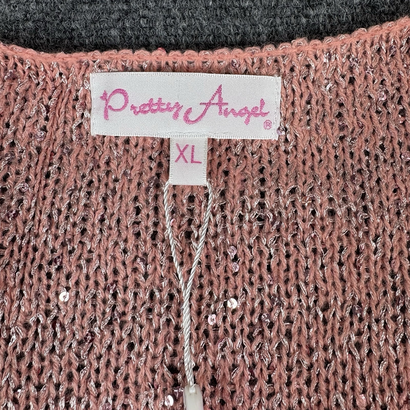 Pretty Angel Womens Crochet Linen Blend Pink Fringed Top Size XL Coastal Cowgirl