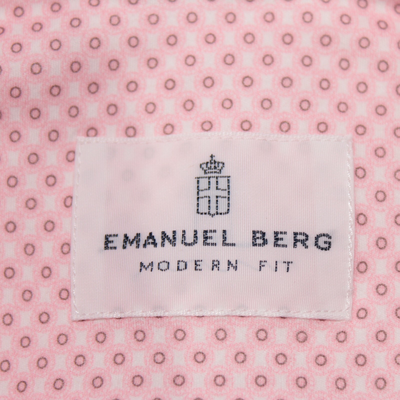 Emanuel Berg NWT Byron Casual Button Down Shirt Size 44 17.5 XL in Pink Circles