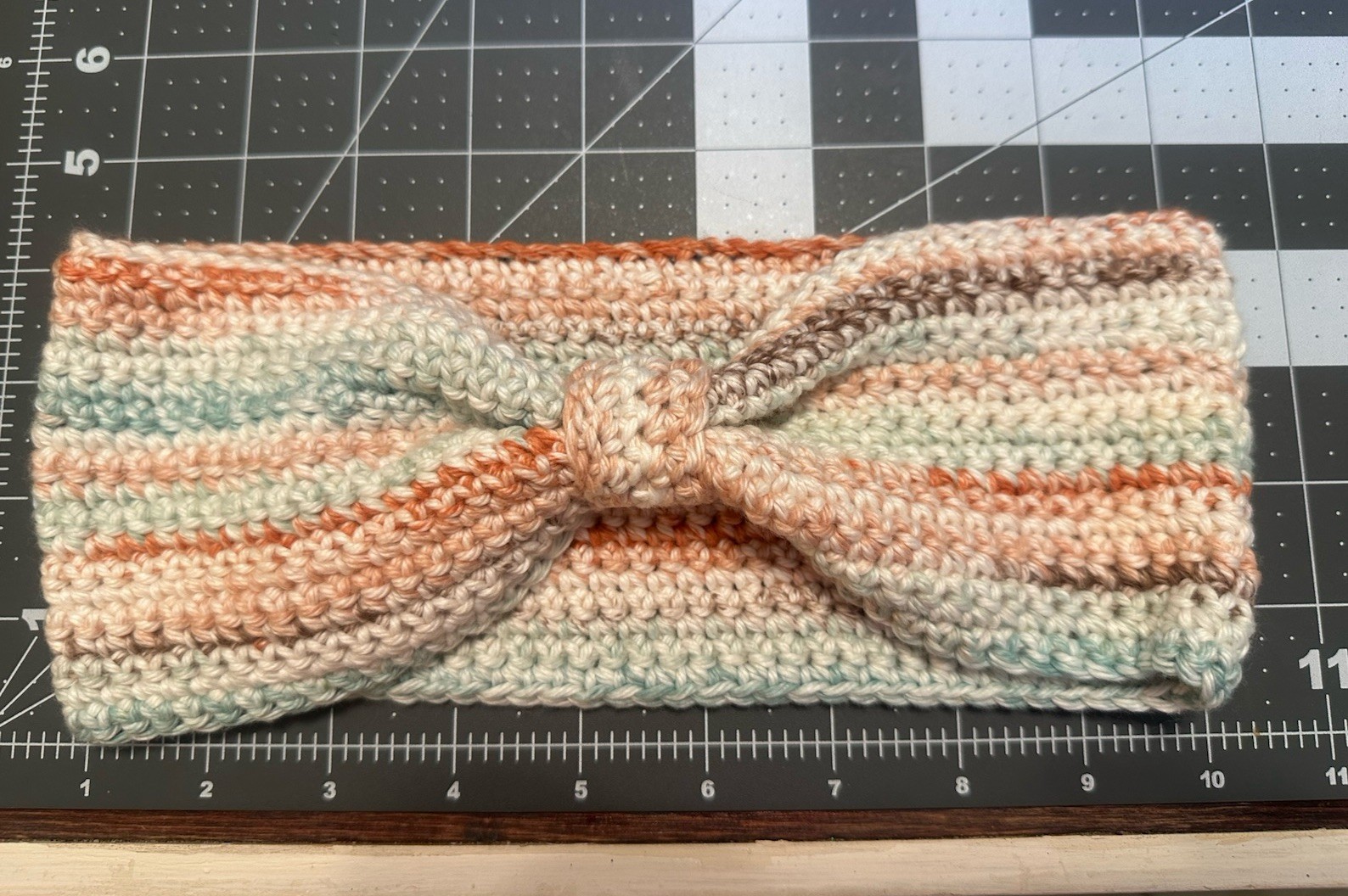 Handmade Orange Green Tan Crochet Headband/ Ear warmer
