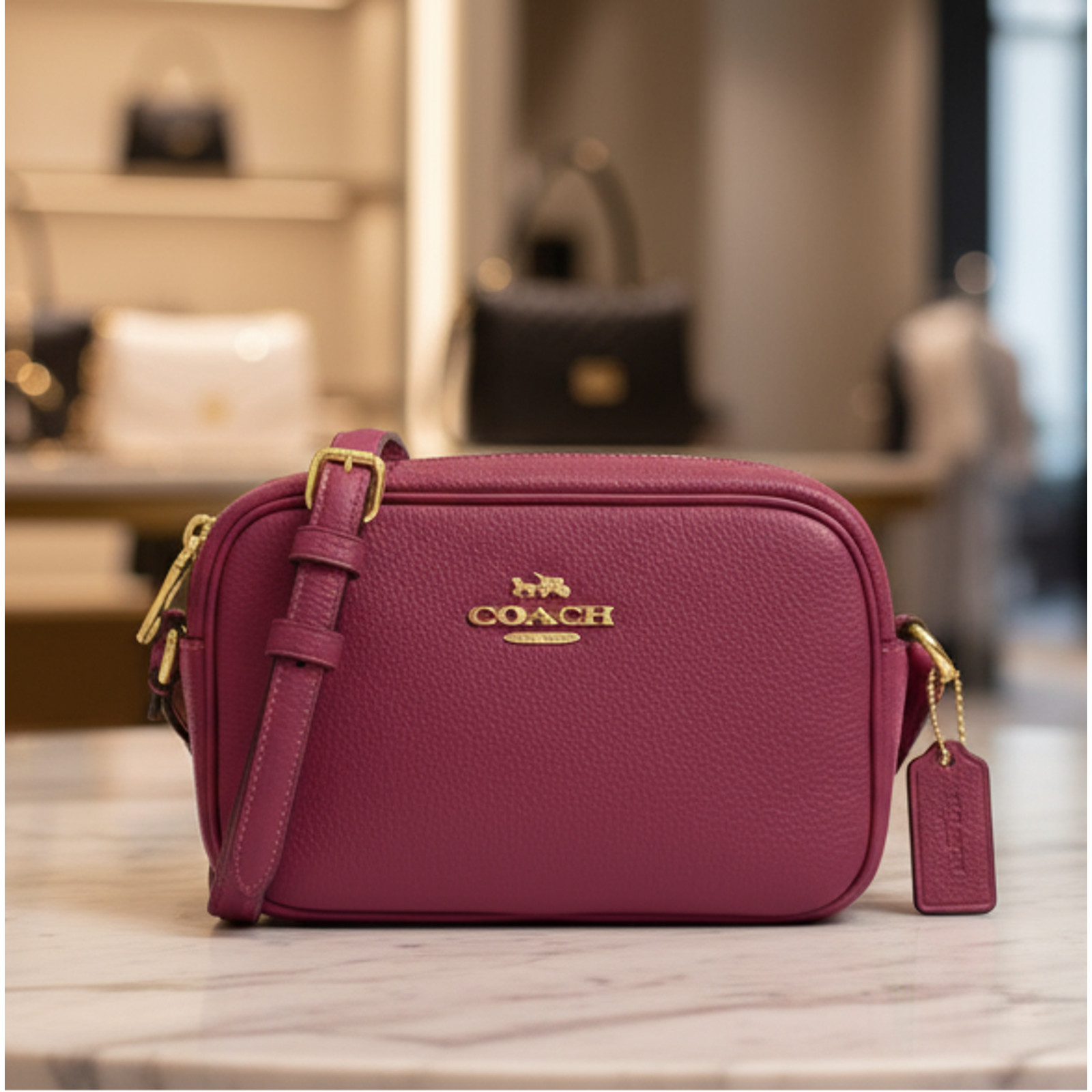 Coach Mini Jamie Camera Bag CQ875 Pink Pebble Leather Crossbody ORGPKG