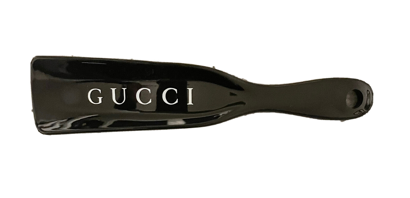 GUCCI – Shoe Horn 7″ Designer Logo – Black Heavy Plastic – NEW In Wrapper