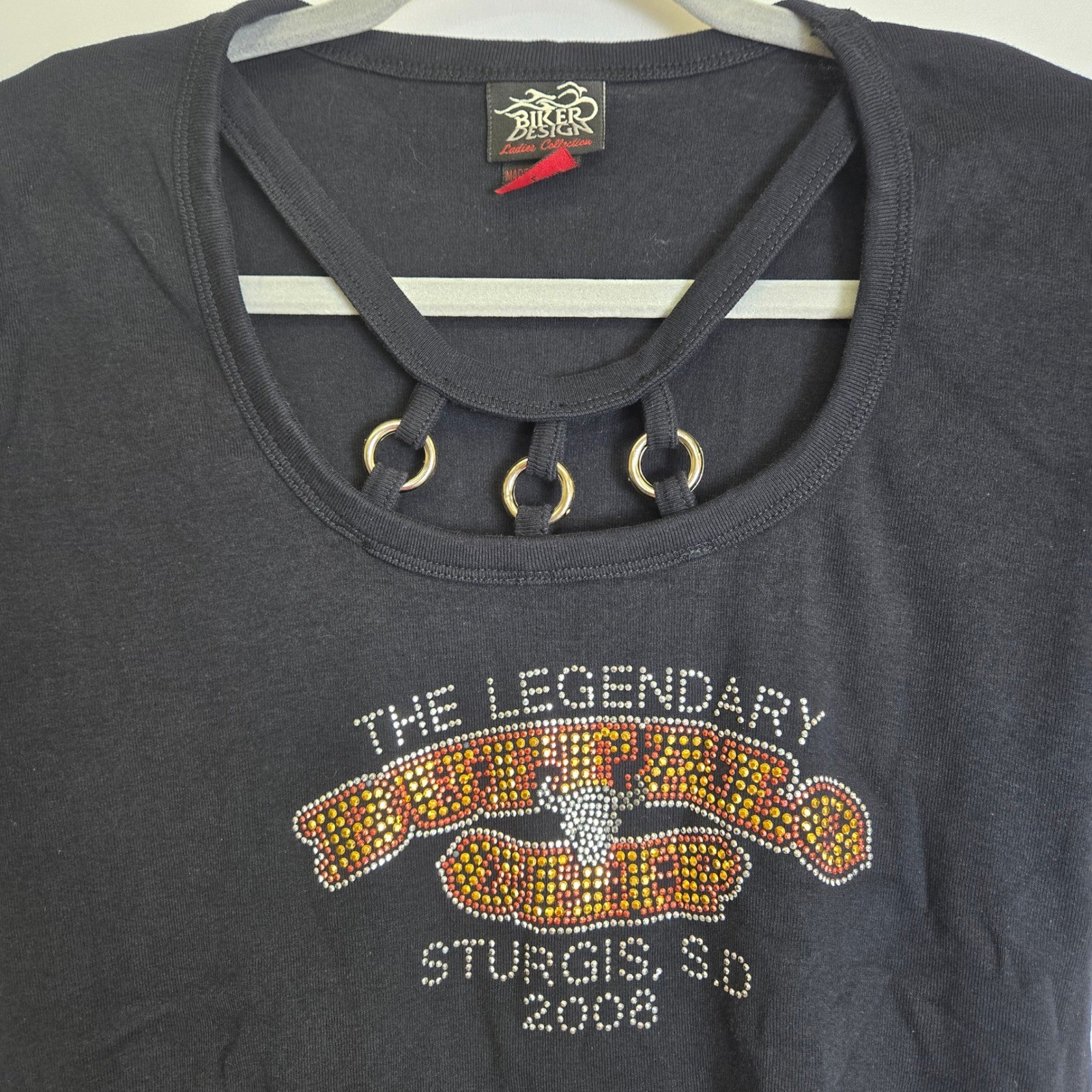 Y2k Biker Design Ladies Buffalo Chip The Legendary Sturgis SD 08 Tee, Large