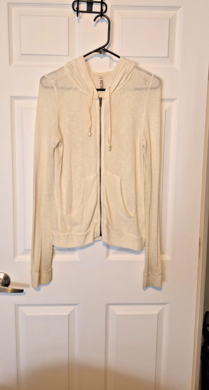 VINTAGE Y2K Womens LARGE Knit Zip Hoodie: SKATER/ PUNK/ EMO/ SCENE