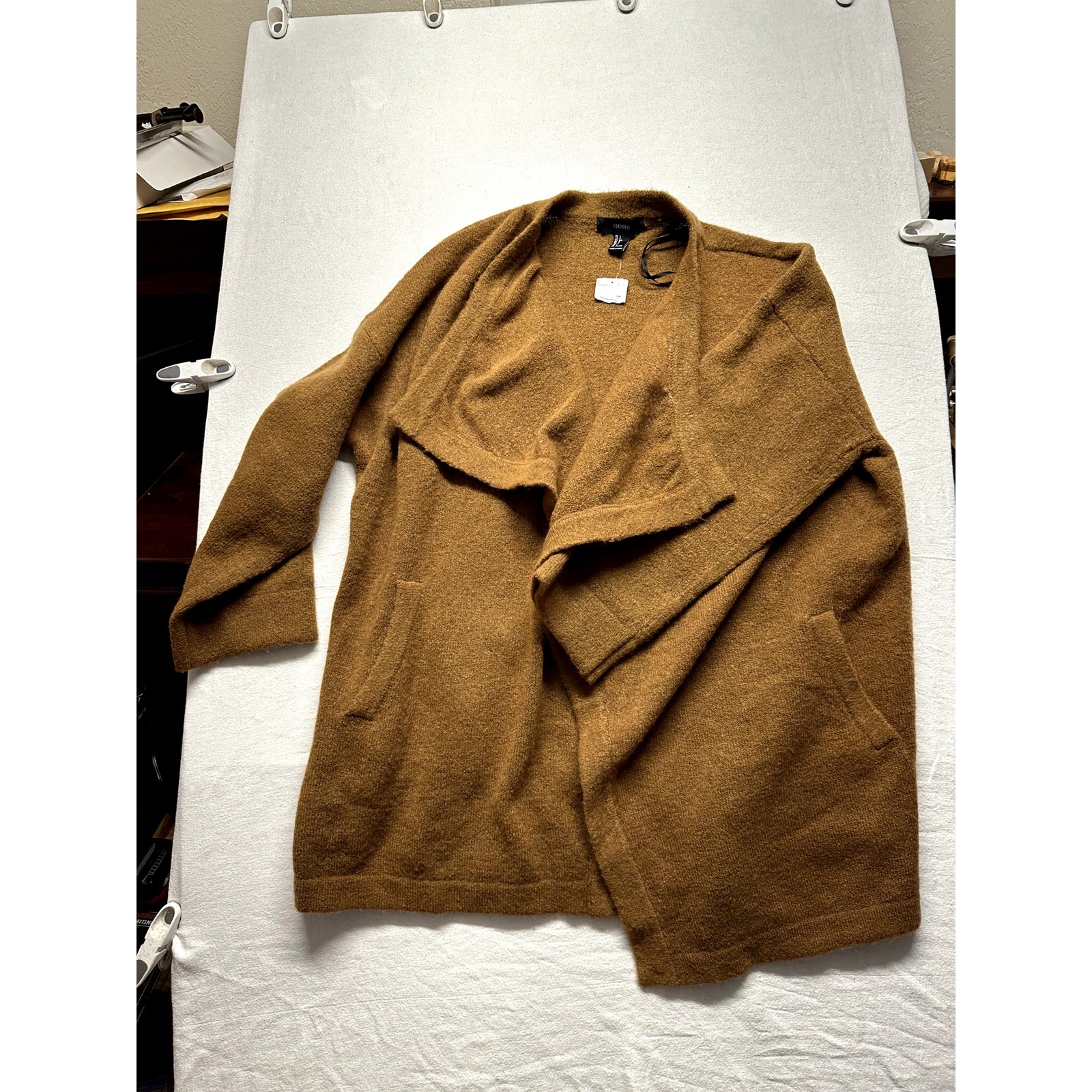 Forever 21 Brown Oversized Open Front Cardigan Sweater Coatigan Women’s Size L