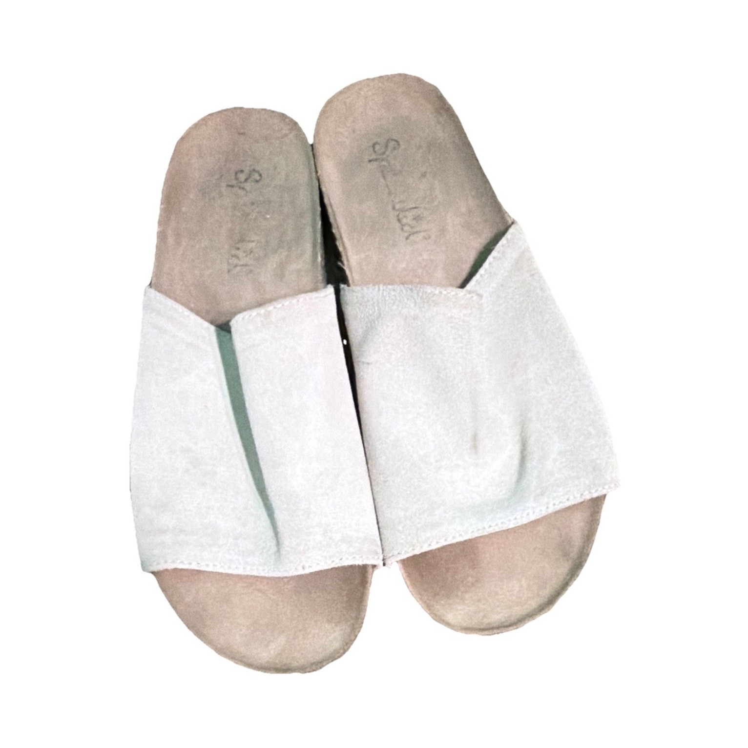 Women’s White Leather Slide Sandals Slip On Solid Casual Summer US 5.5