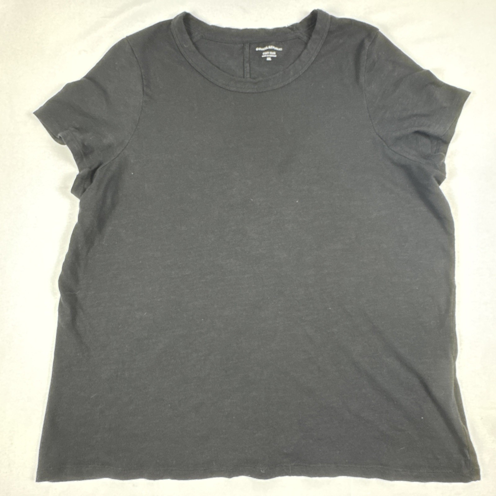 Banana Republic Cozy Slub Shirt Women XXL Black Short Sleeve Basic Capsule