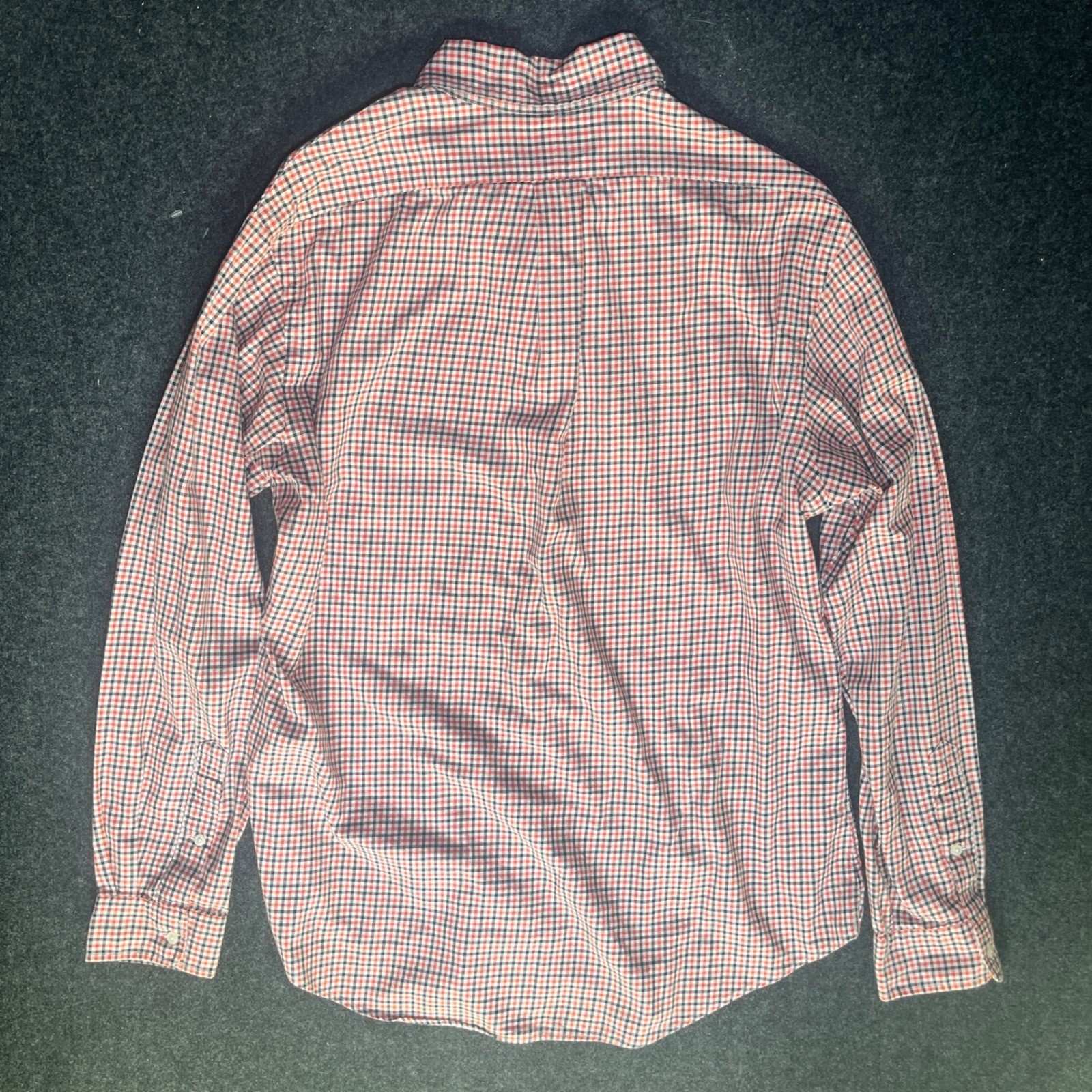 Ralph Lauren Button Down Men L Orange Gingham Excellent Custom Fit Cotton Shirt