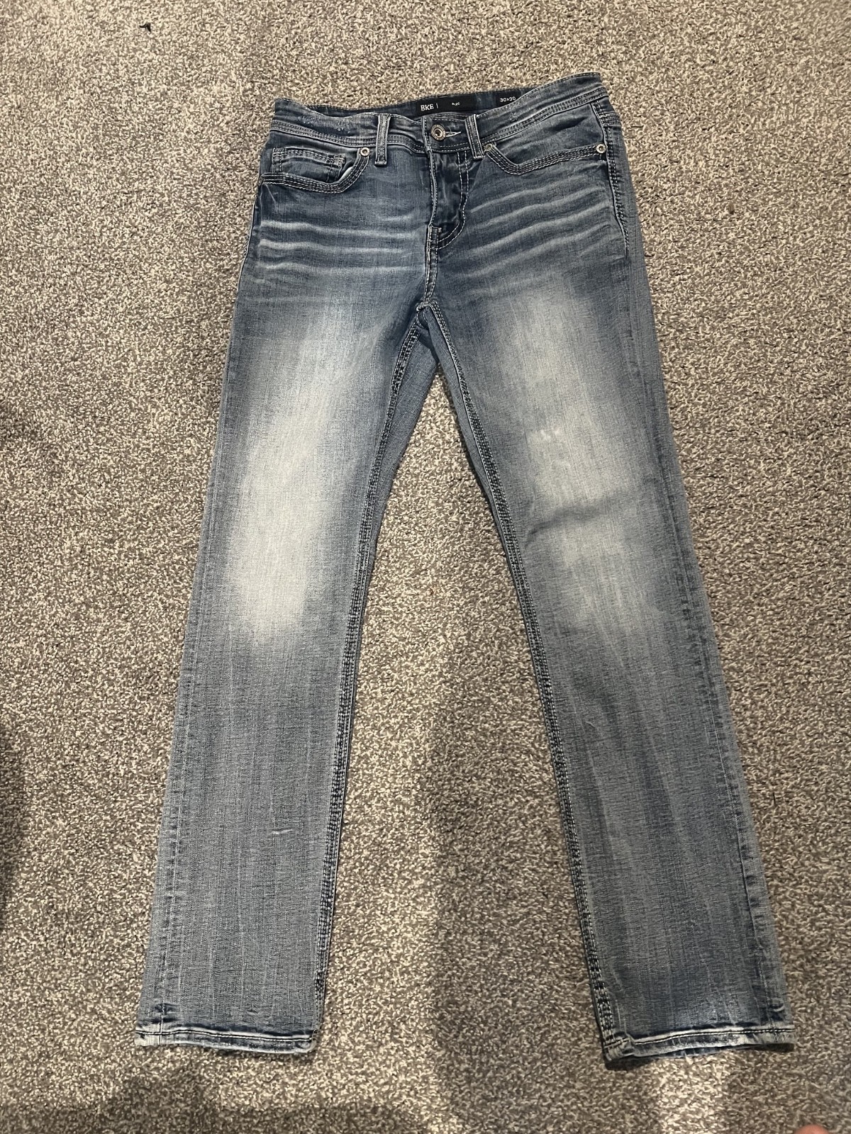 BKE Men’s Medium Blue Denim Jeans Alec Slim Fit Mid Rise Medium Wash 5-Pocket